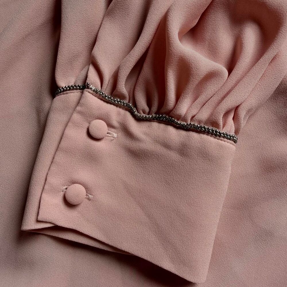 The Limited Pleated Ruffle Romantic Chiffon Blouse in Dusty Rose / Pink Large - Picture 4 of 6